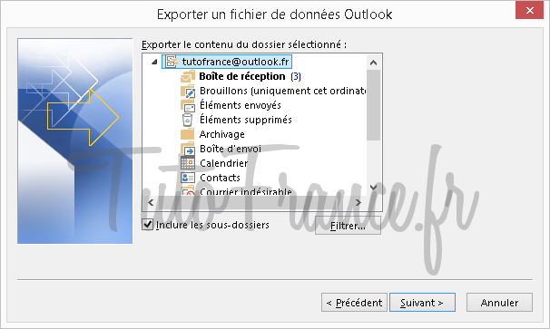 Exporter et sauvegarder les éléments Outlook vers un fichier de données Outlook (.pst) (7)