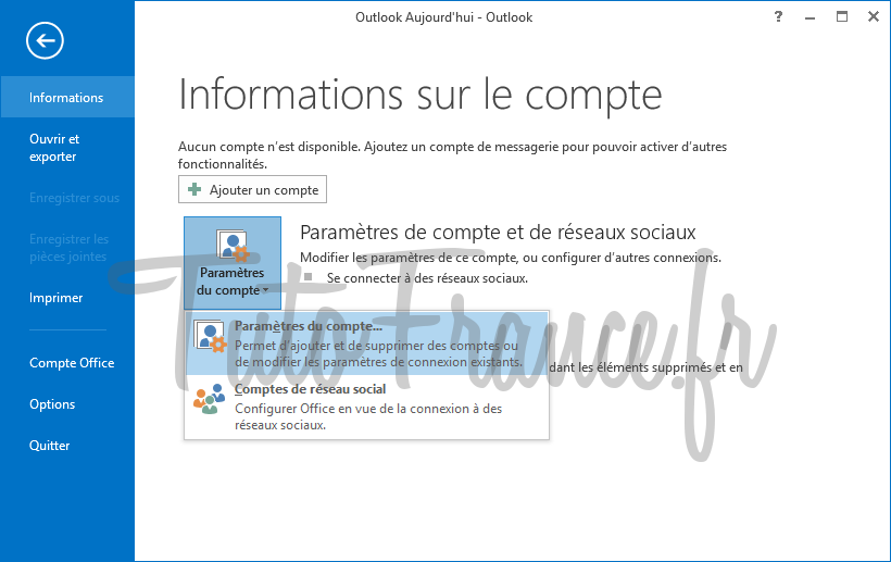 Configurer un compte mail Outlook 2013 (2)